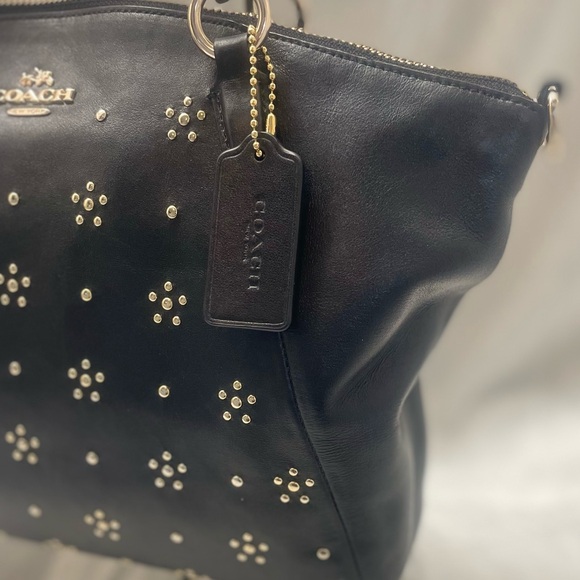 Coach  Rare Black Studded Kelsey Calf Leather Satchel - Picture 2 of 11